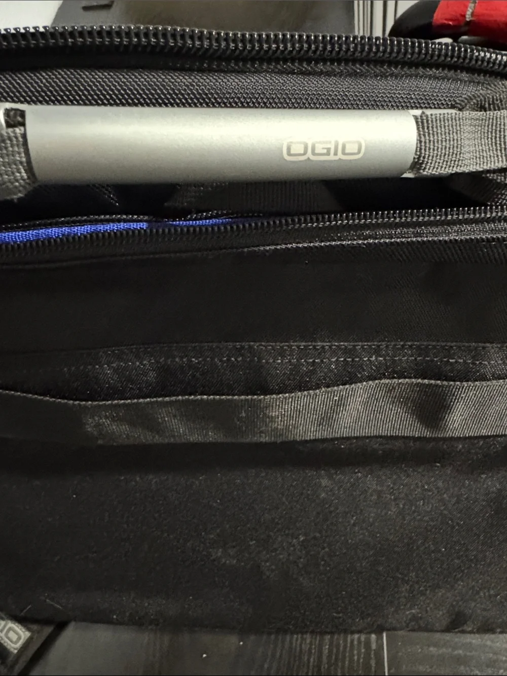 OGIO Black Laptop Messenger Bag with Blue Interior